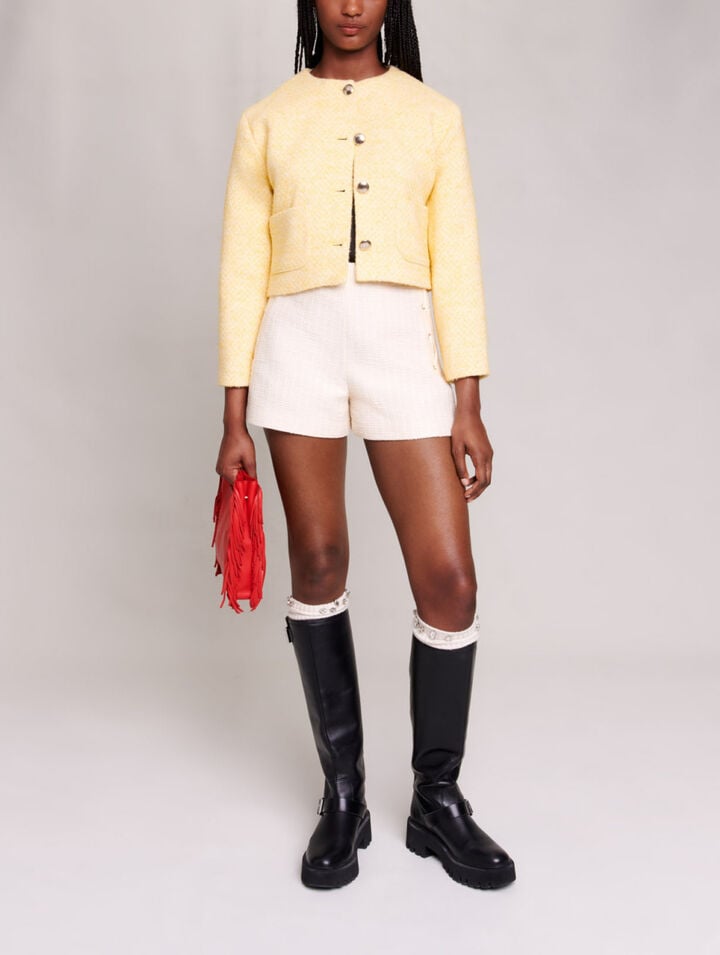 Cropped jacket in tweed
