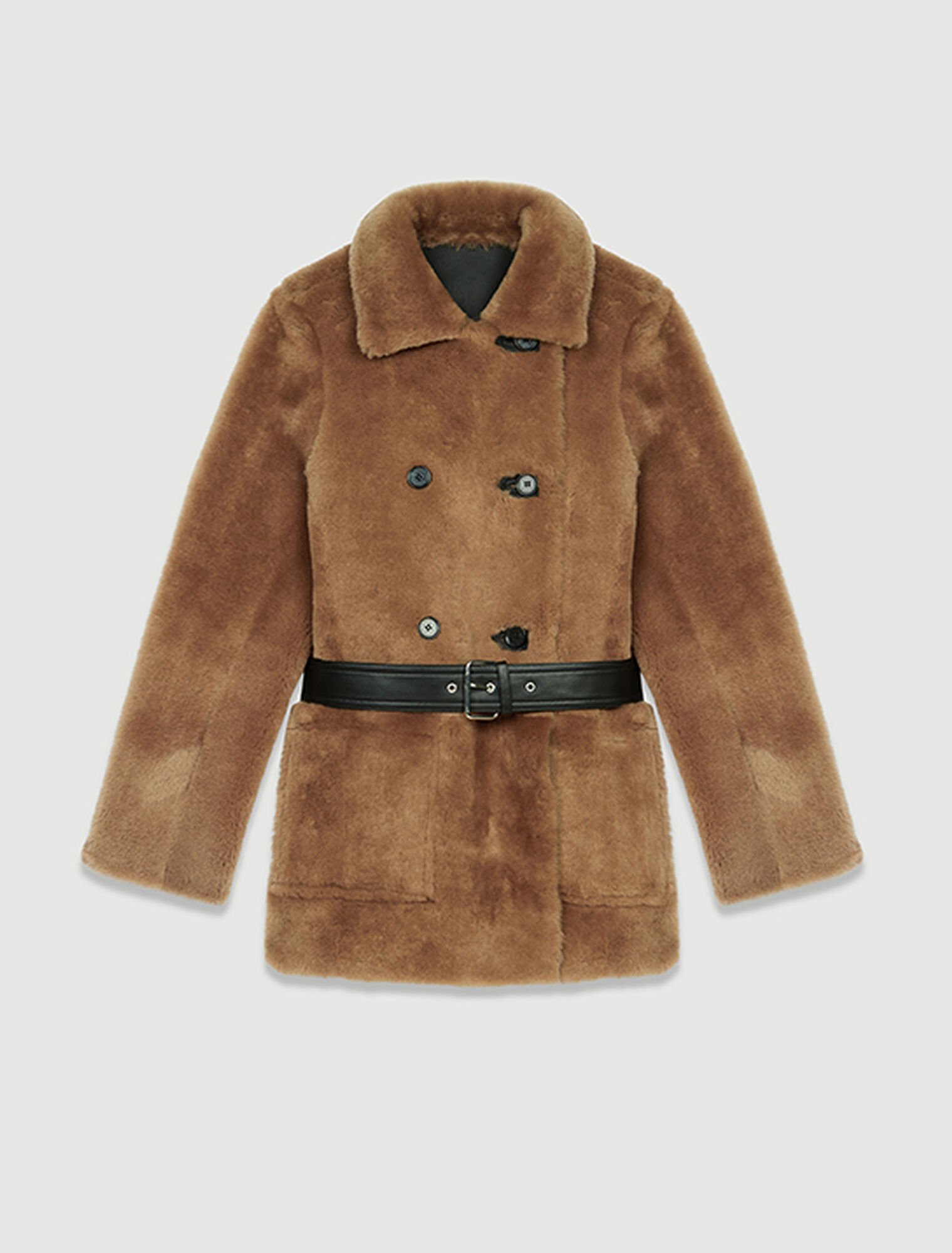 Reversible shearling coat