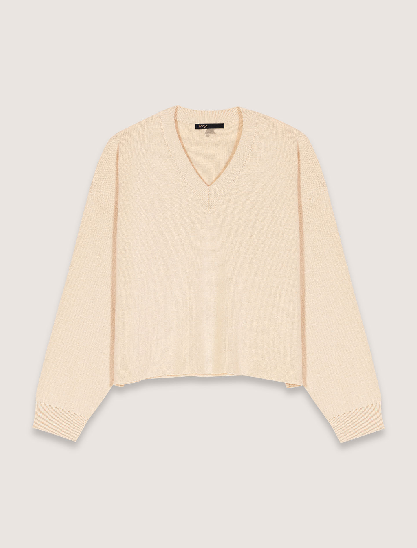 Wool blend V-neck sweater Natural For Women | Maje