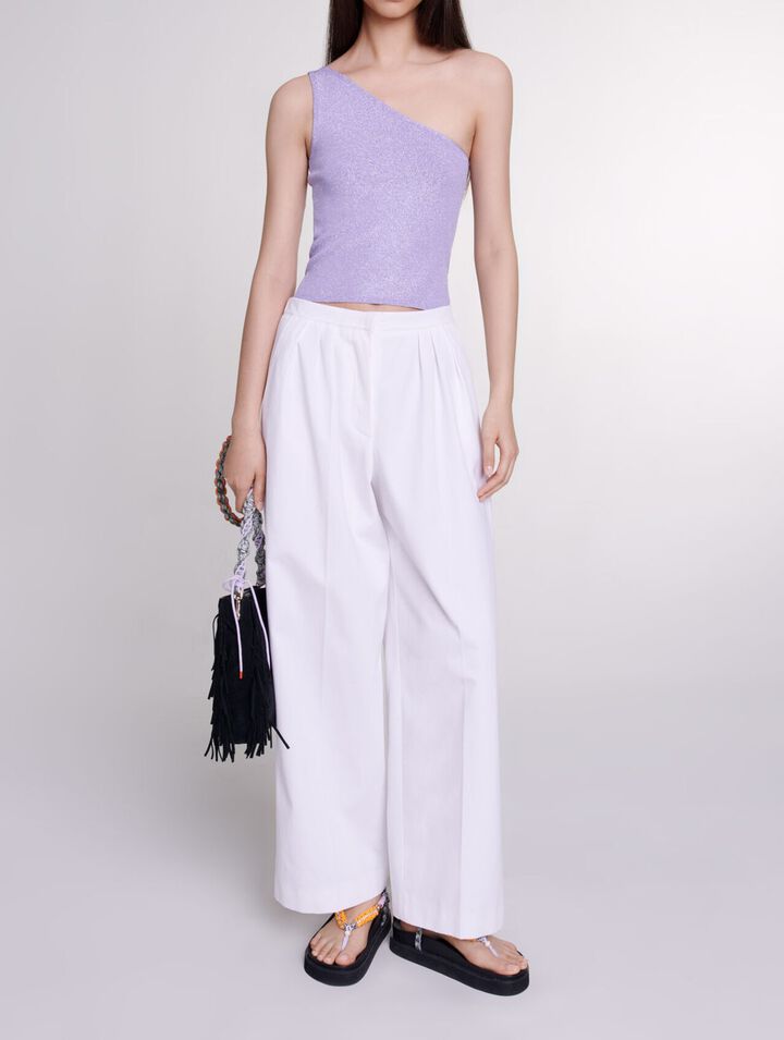 Metallic asymmetrical crop top