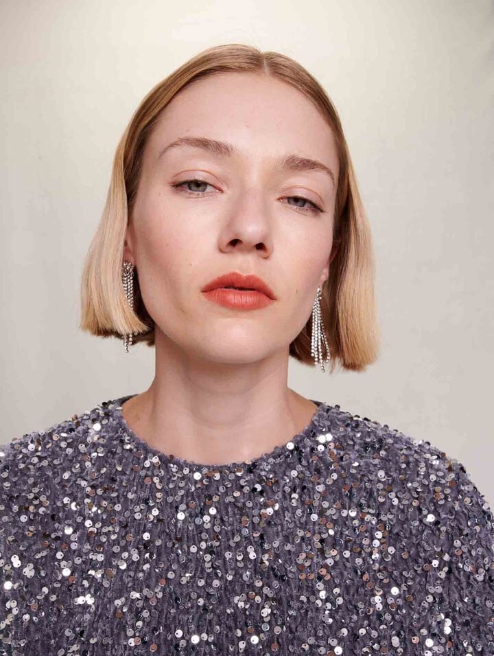 Sequinned velvet top