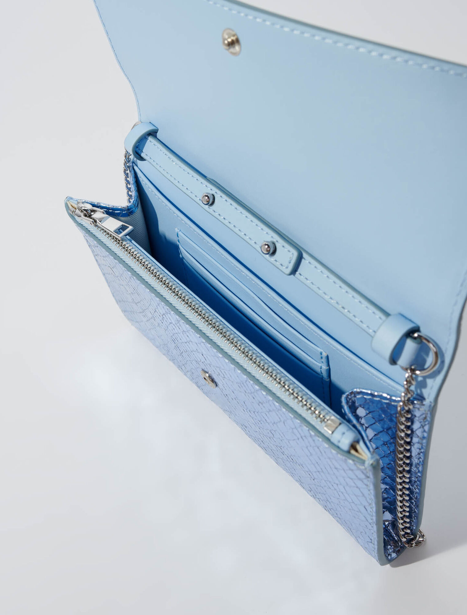 Mock croc leather clutch bag