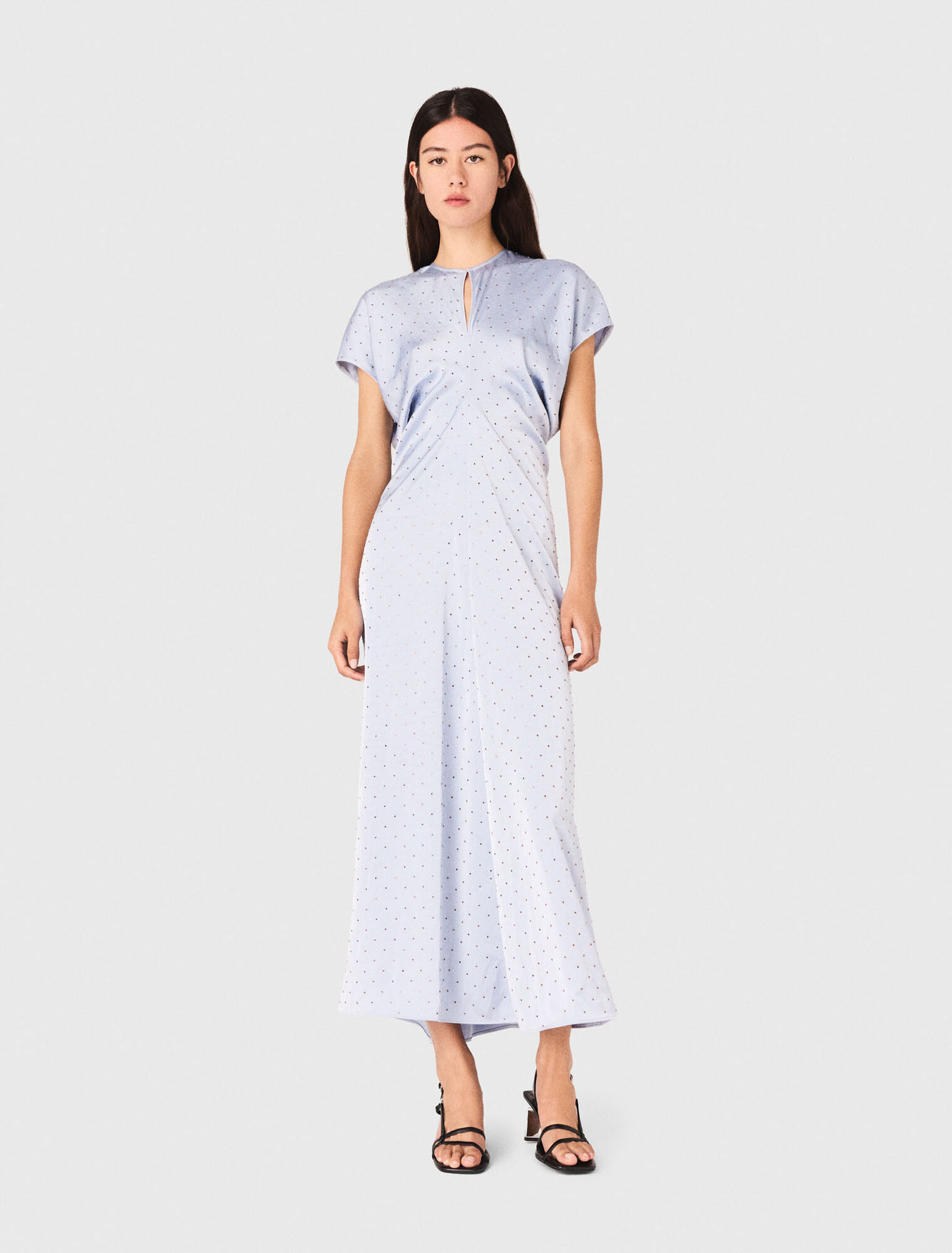 Studded satin maxi dress