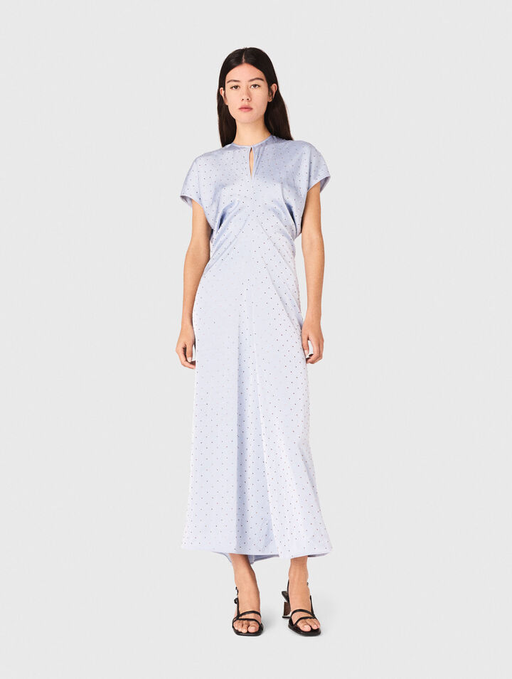 Robe maxi en satin, taille plissée