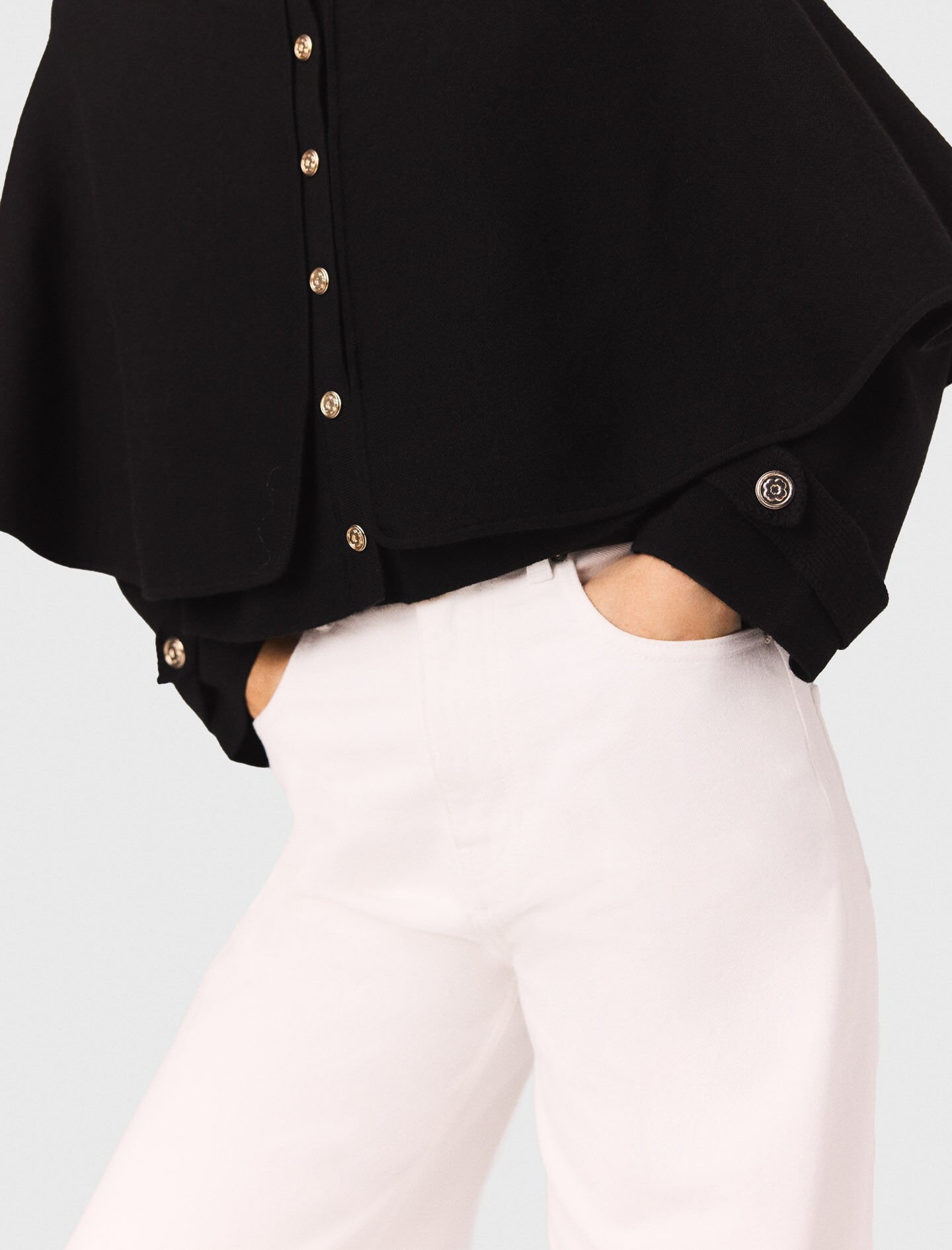 Cape-effect cardigan Black / Gray For Women | Maje