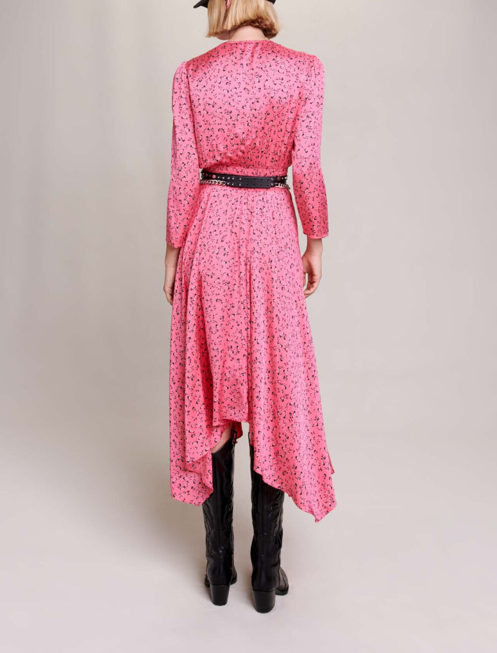 Floral print midi-length dress