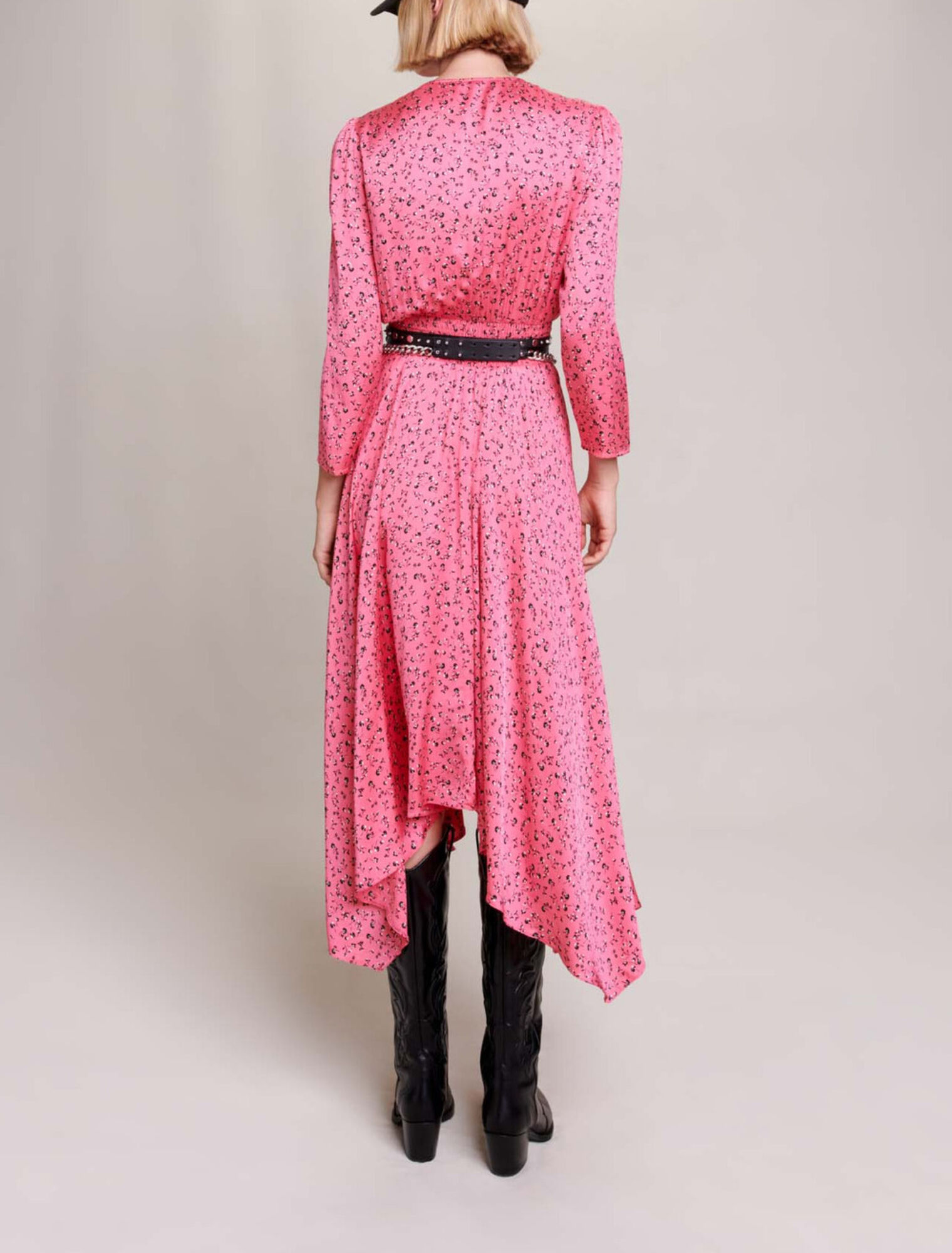 Floral print midi-length dress