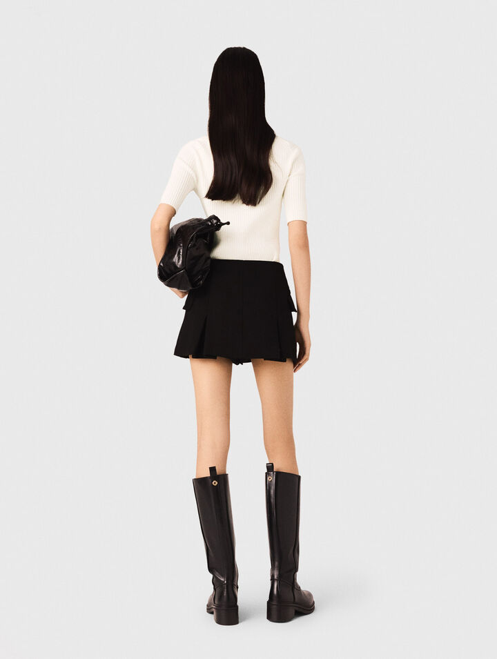 Cotton and silk ribbed top