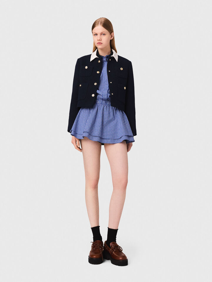 Short tweed jacket, removable col