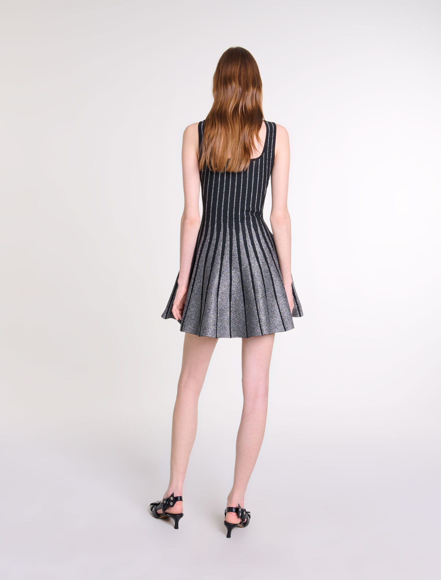 Short jacquard knit dress Black / Gray For Women | Maje