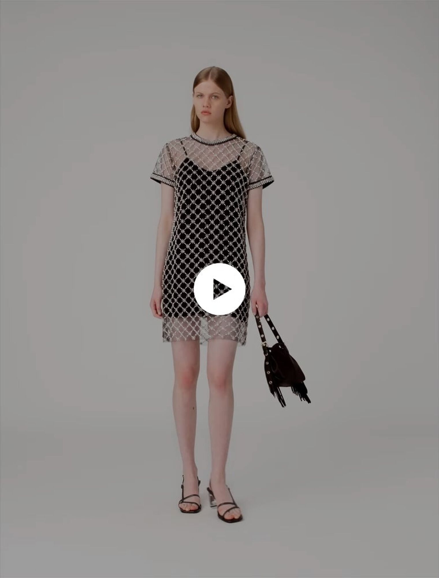 Mini embroidered tulle dress
