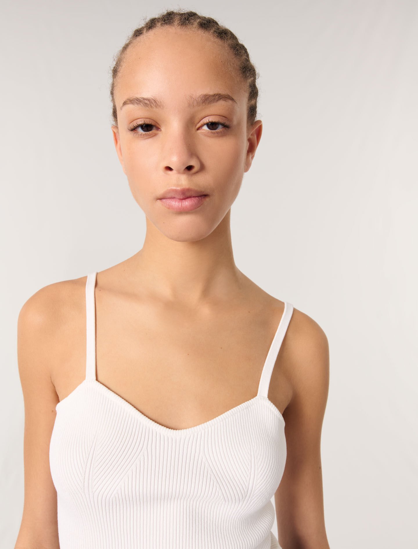 トップス eaphi RIB KNIT BUSTIER beige Rib-Knit Peplum Top - Cream - Tanktops & Camisoles - & Other
