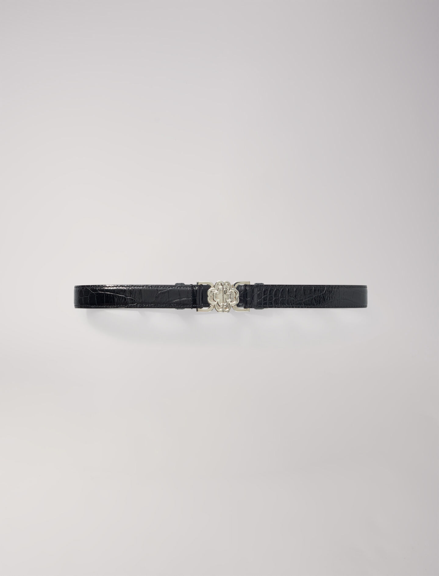 【SURGERY】clover buckle belt 'black' Clover buckle belt Black / Gray For Women | Maje