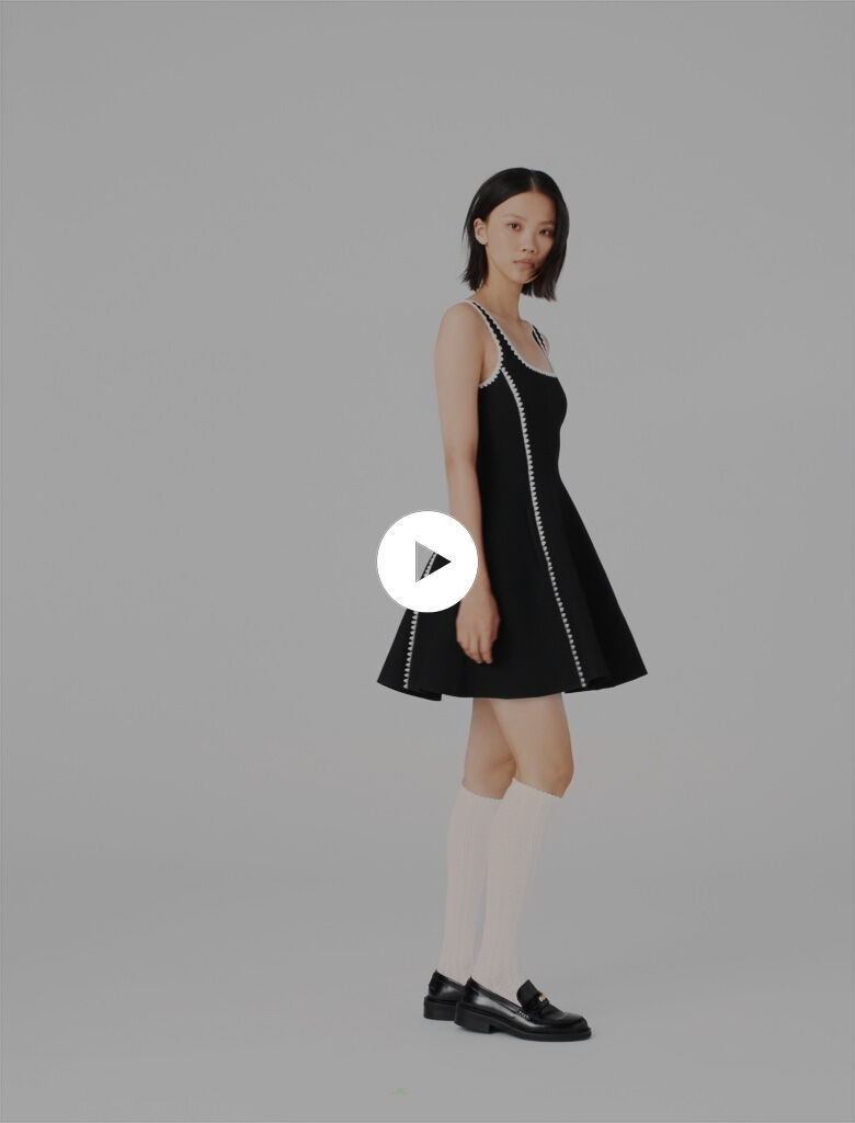 Short dress with topstitch details Black / Gray For Women | Maje