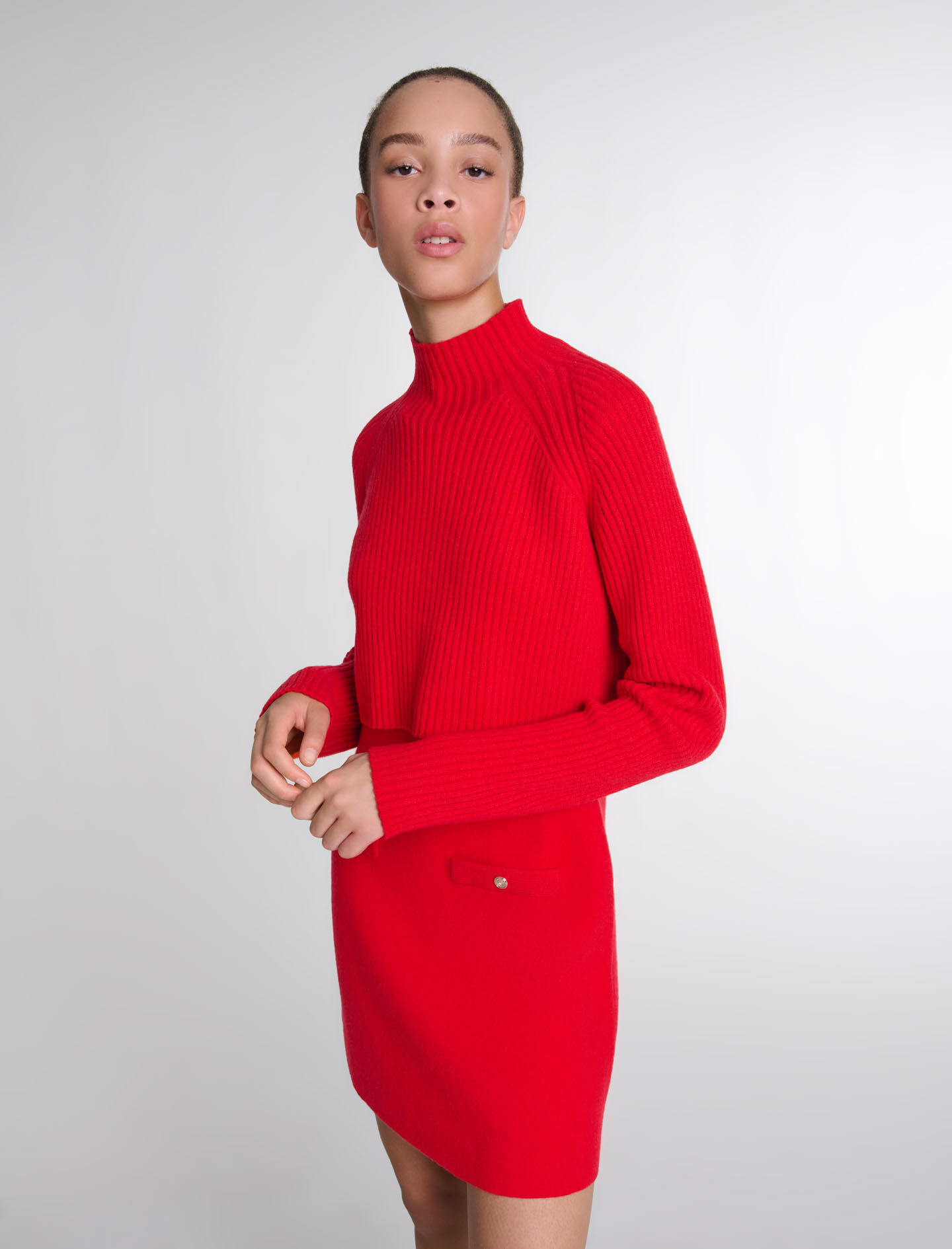 Knit 2-in-1 short dress Red For Women | Maje