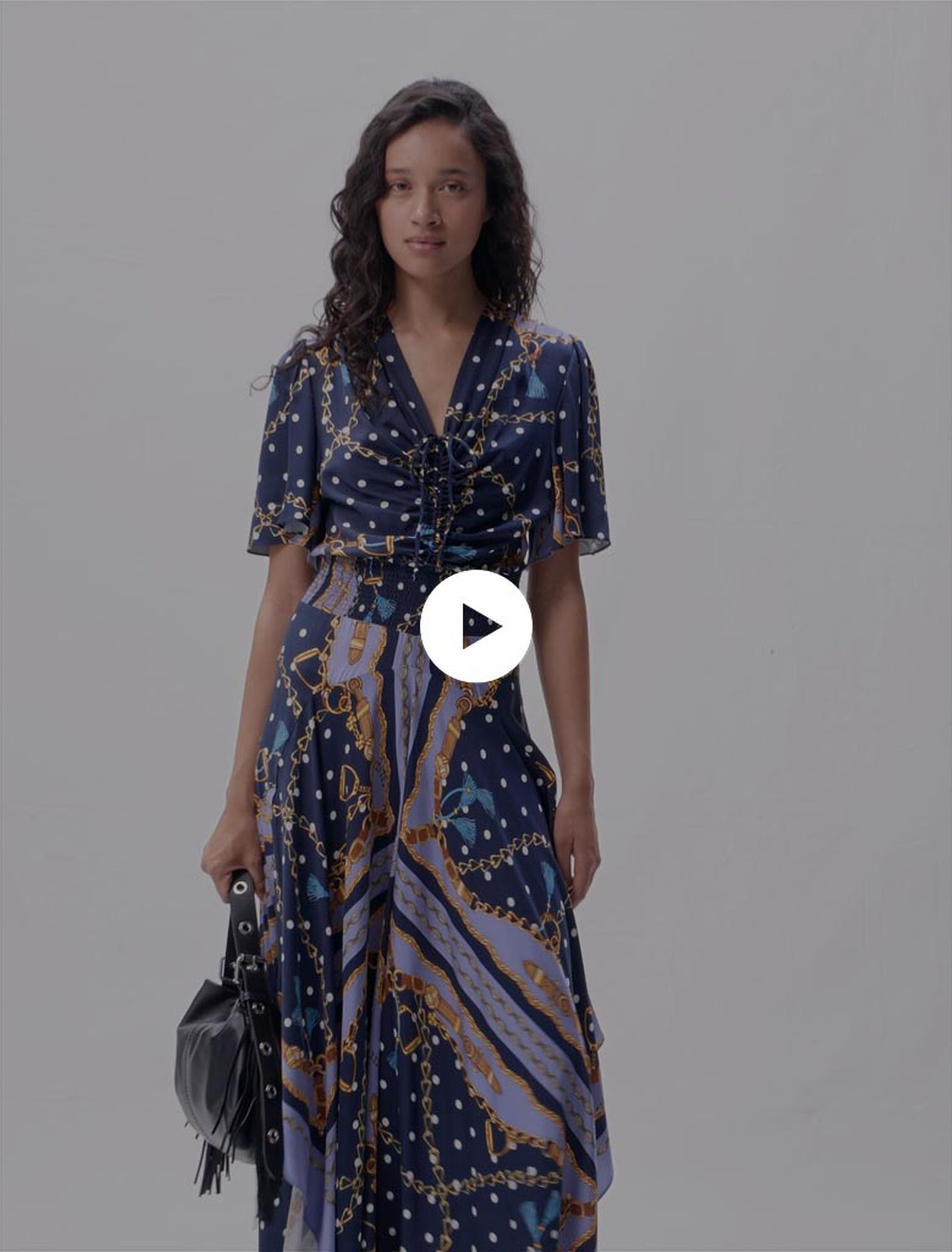 Satin-look patterned maxi dress 