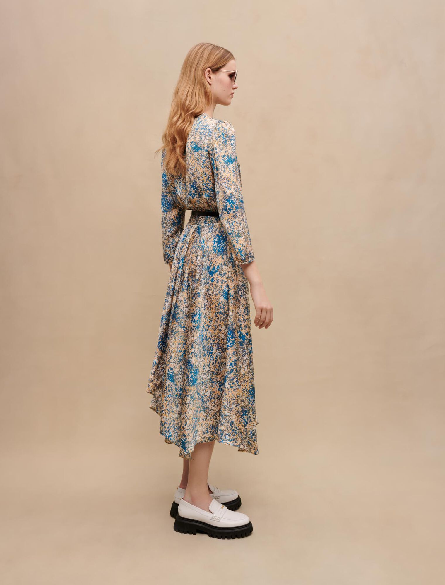 Asymmetric animal-print dress