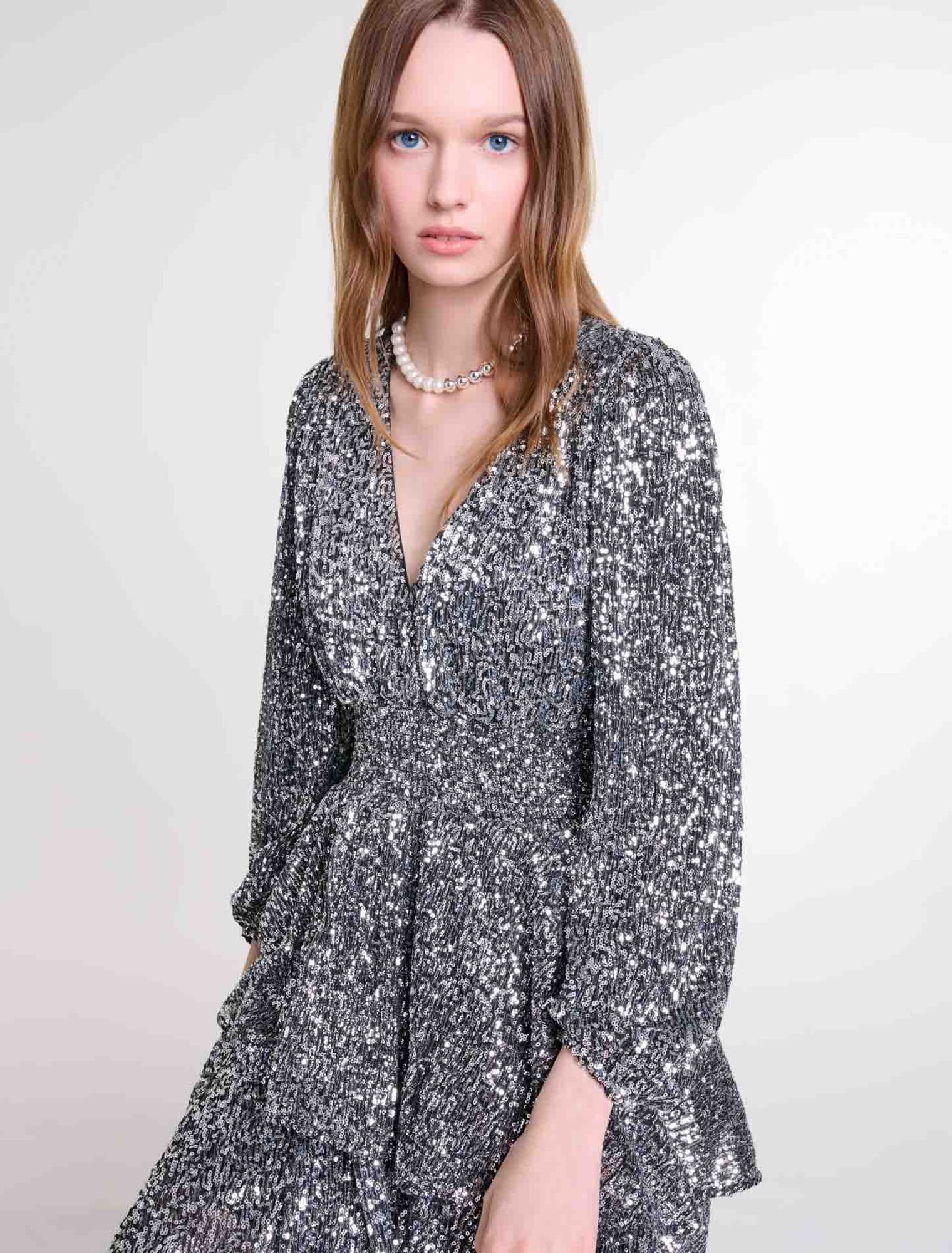 Short ruffled sequinned dress