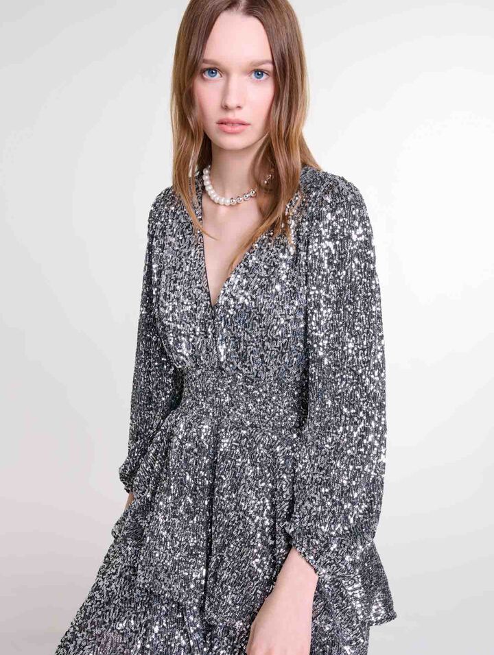 Short ruffled sequinned dress