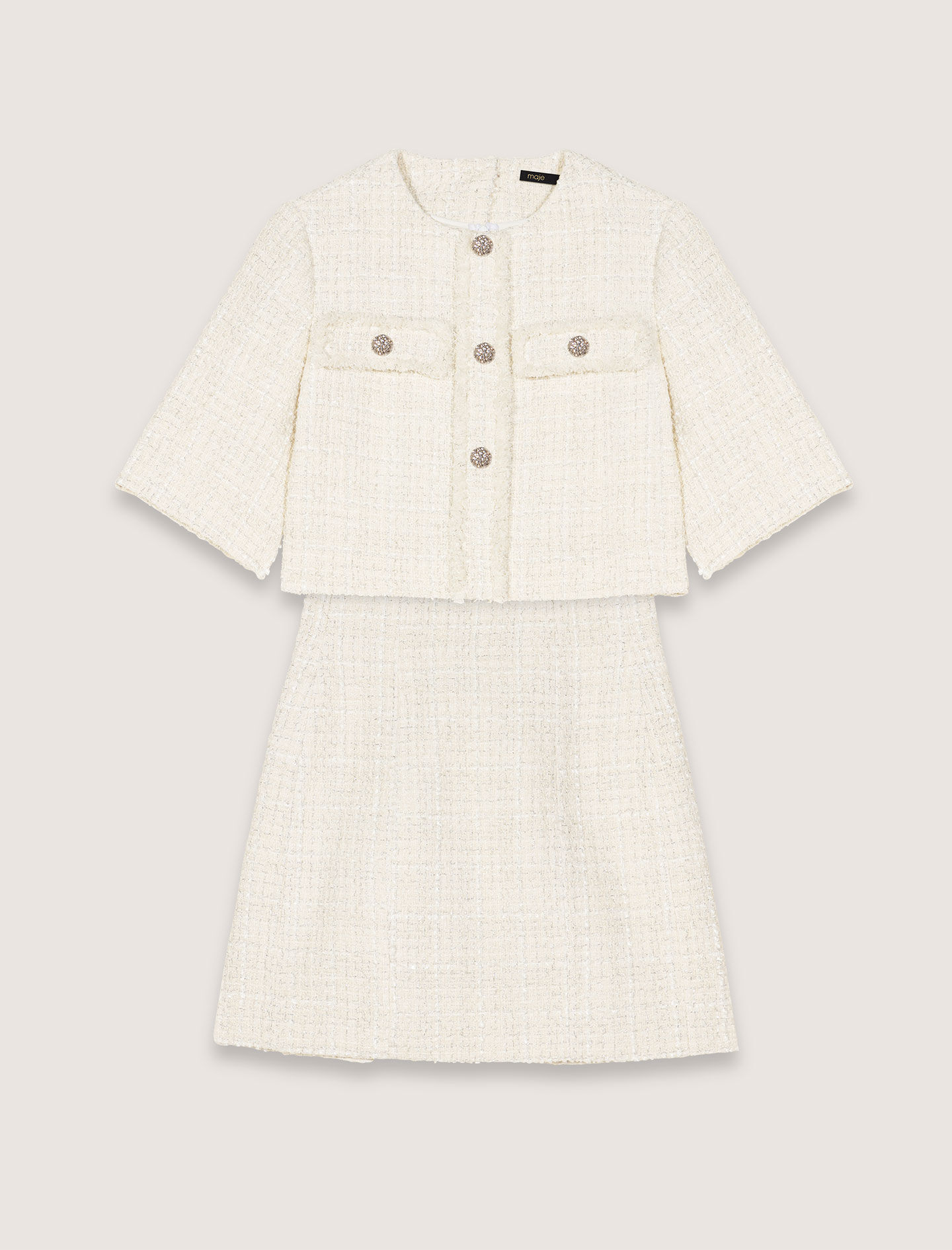 Tweed 2-in-1 mini dress White For Women | Maje