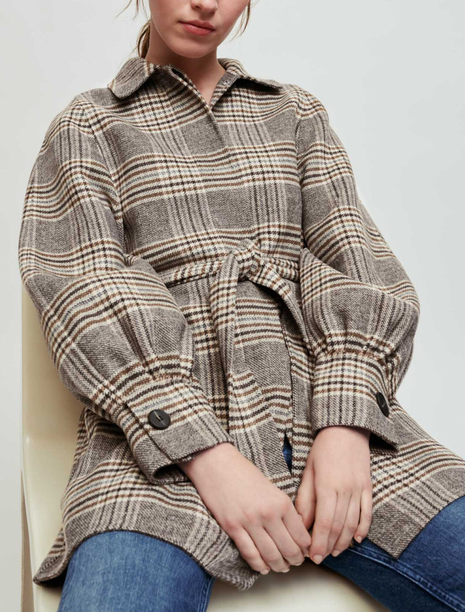 Double-faced checked coat