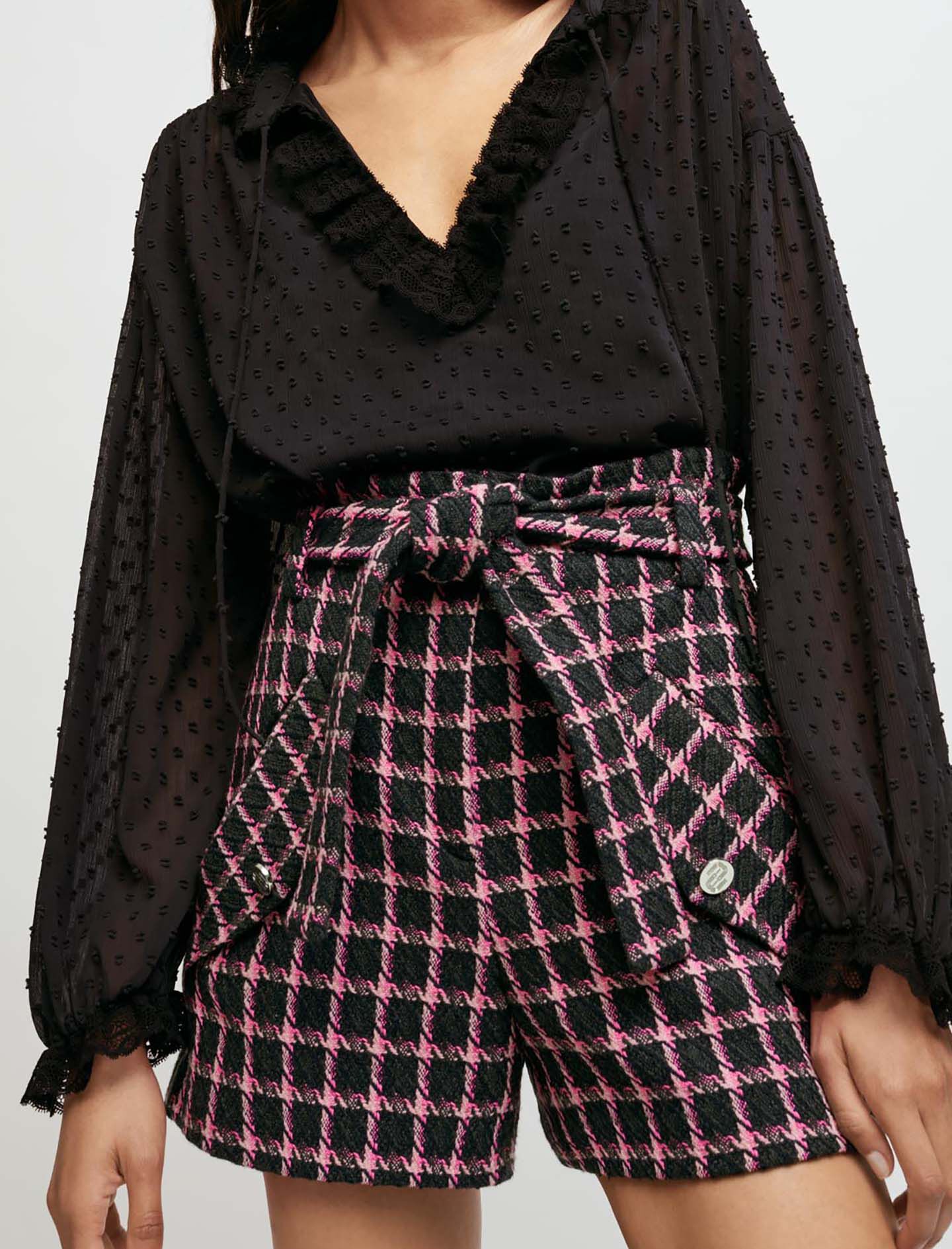 パリ発★チェーン★ニット生地★ミニスカート★ MAJE Print mini skirt with rhinestones Brown For Women | Maje