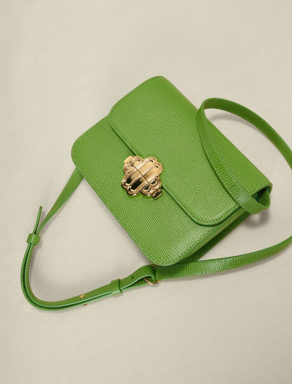 Clover bag in lizard-effect leather Green For Women | Maje