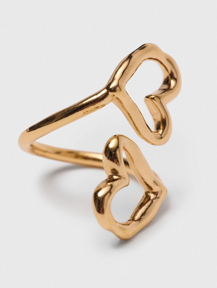 Double gold-plated heart ring