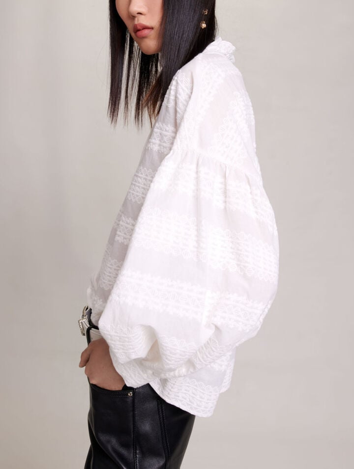 Embroidered ruffled shirt
