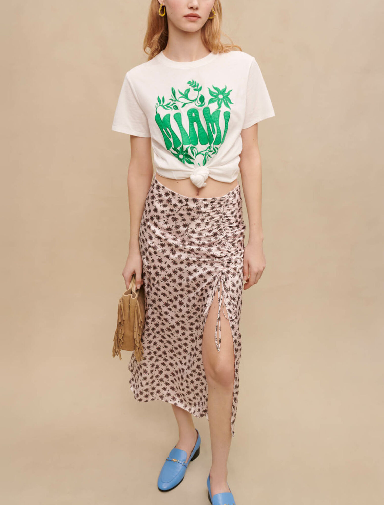 Slit midi skirt