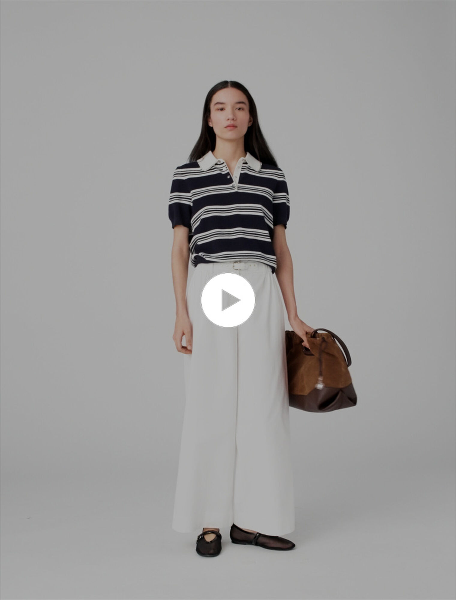 Wide-leg cotton trousers