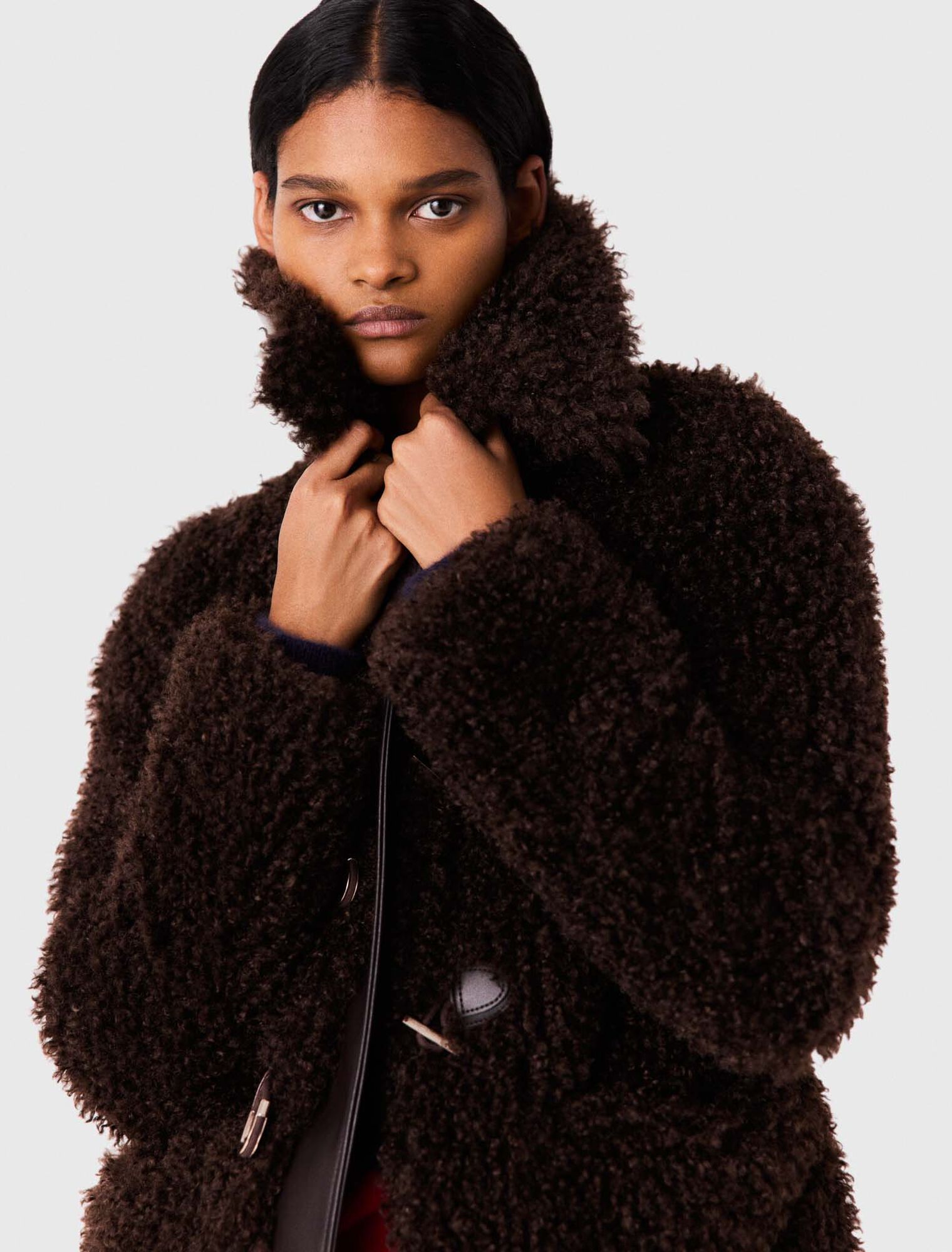 Mid-length faux fur coat