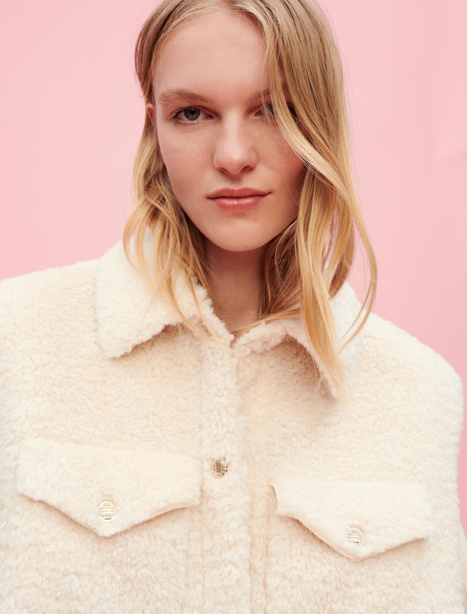 Faux fur and knit coat