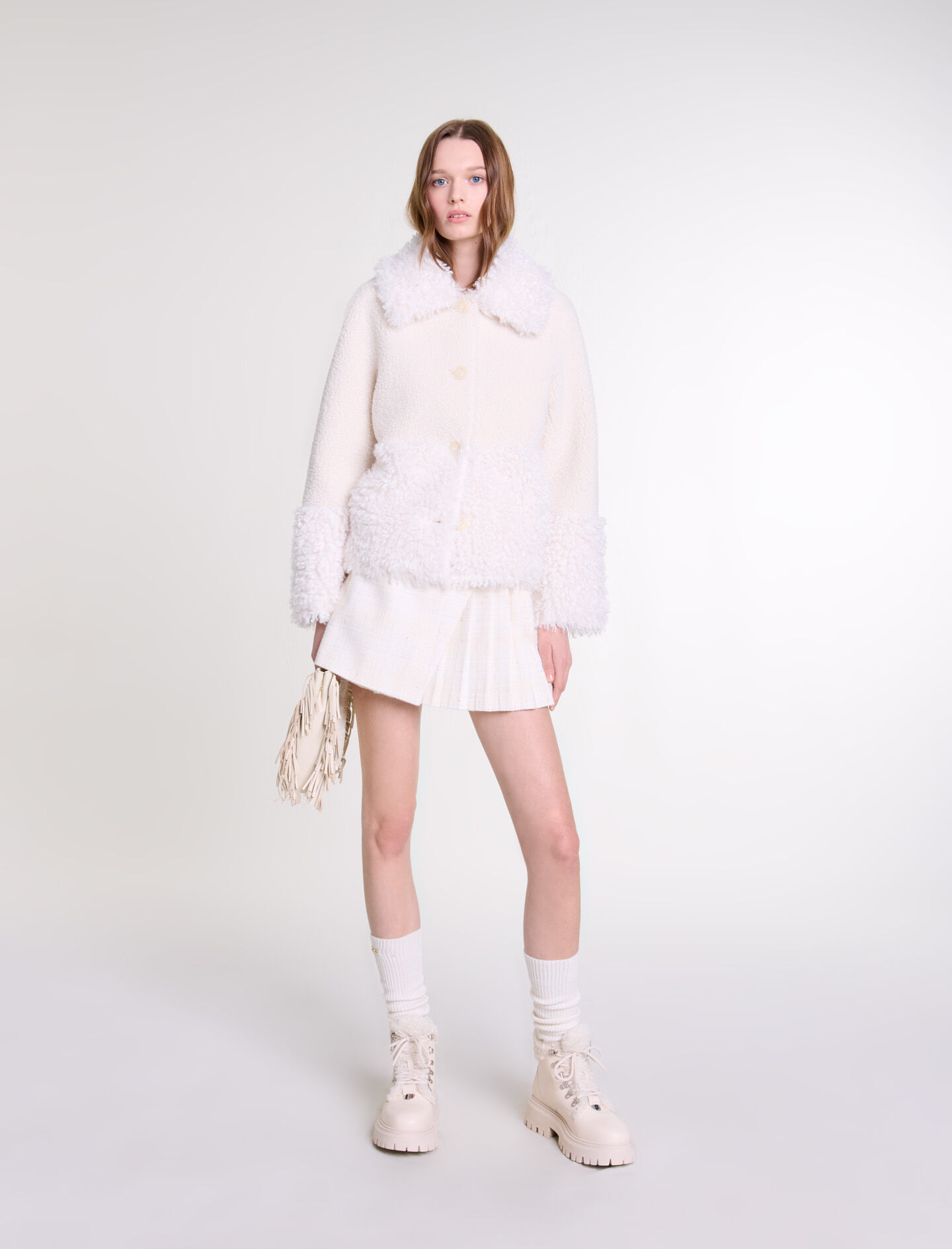 Short fake fur coat