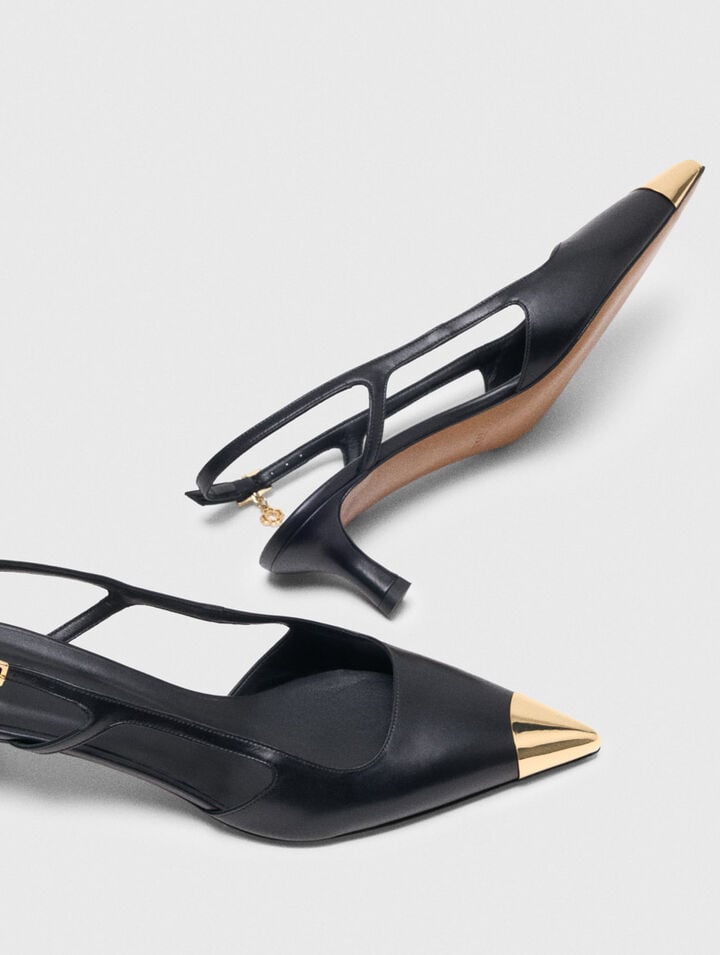 Smooth leather slingback pumps