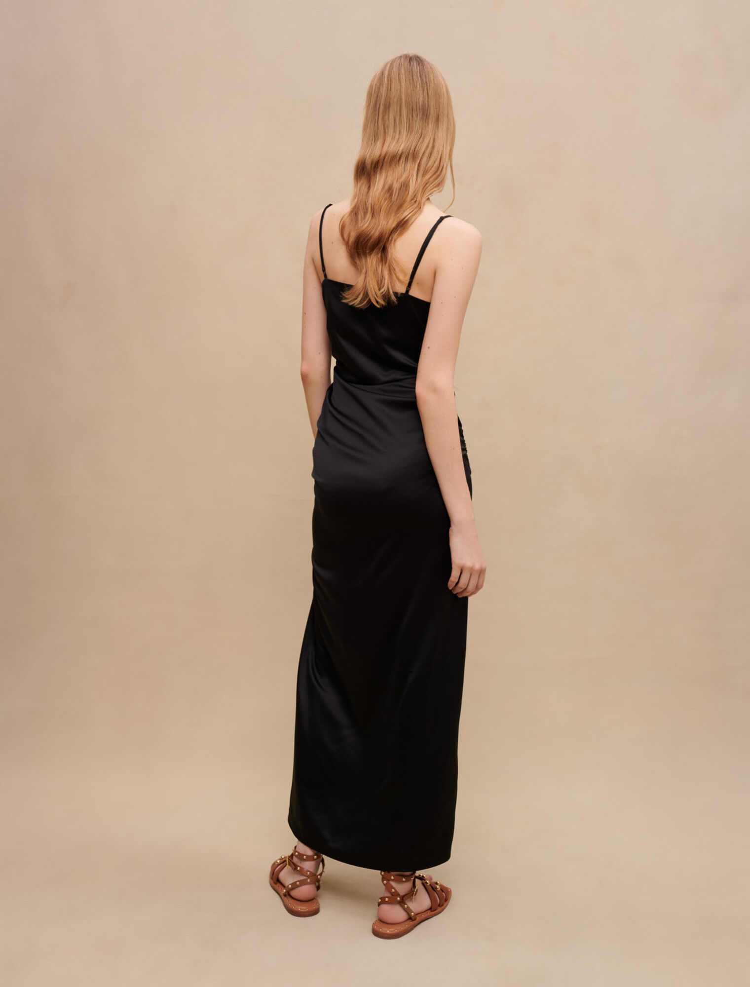 Long draped slit dress