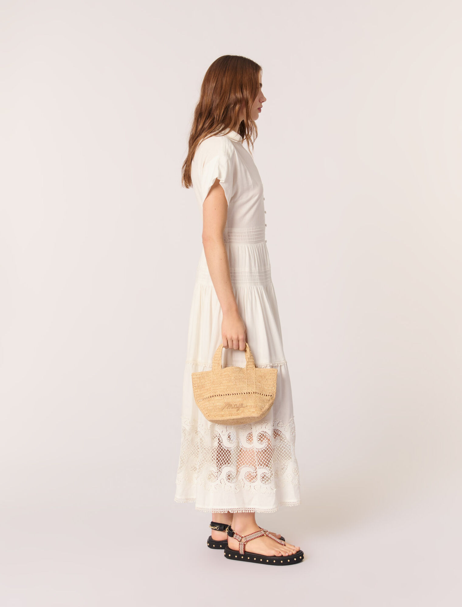 Embroidered ruffled maxi dress
