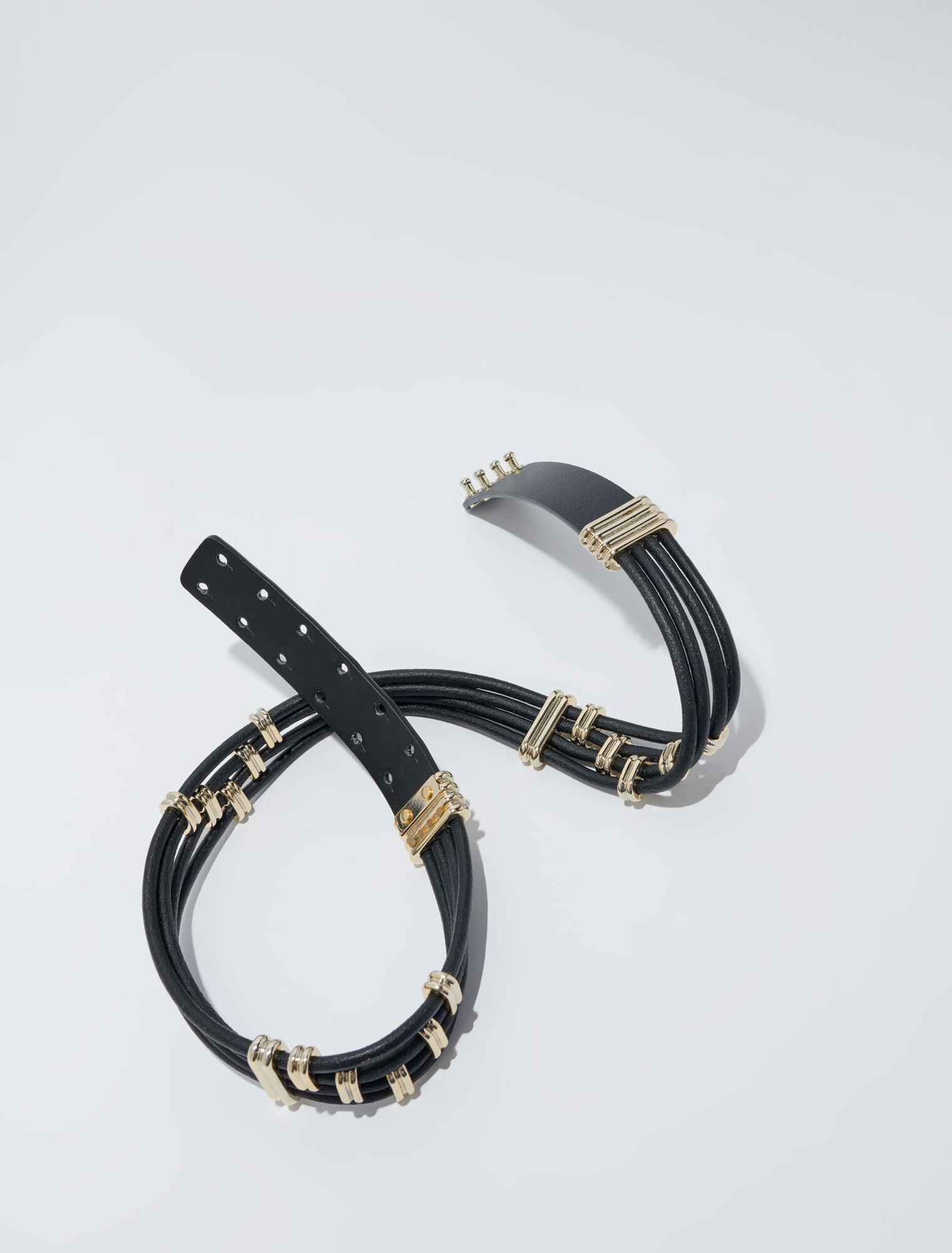 Mixed metal and leather belt