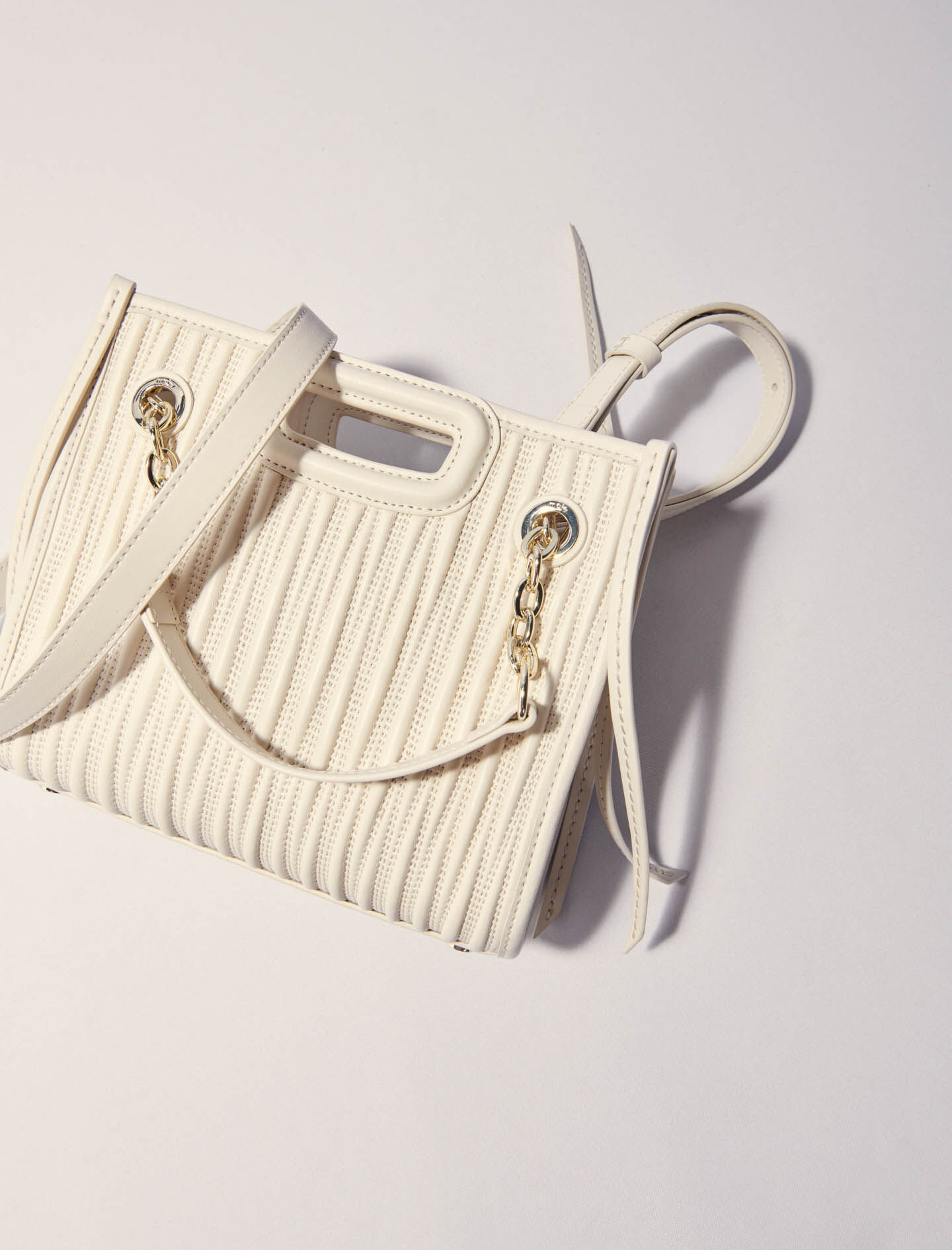 Mini quilted leather tote bag White For Women | Maje