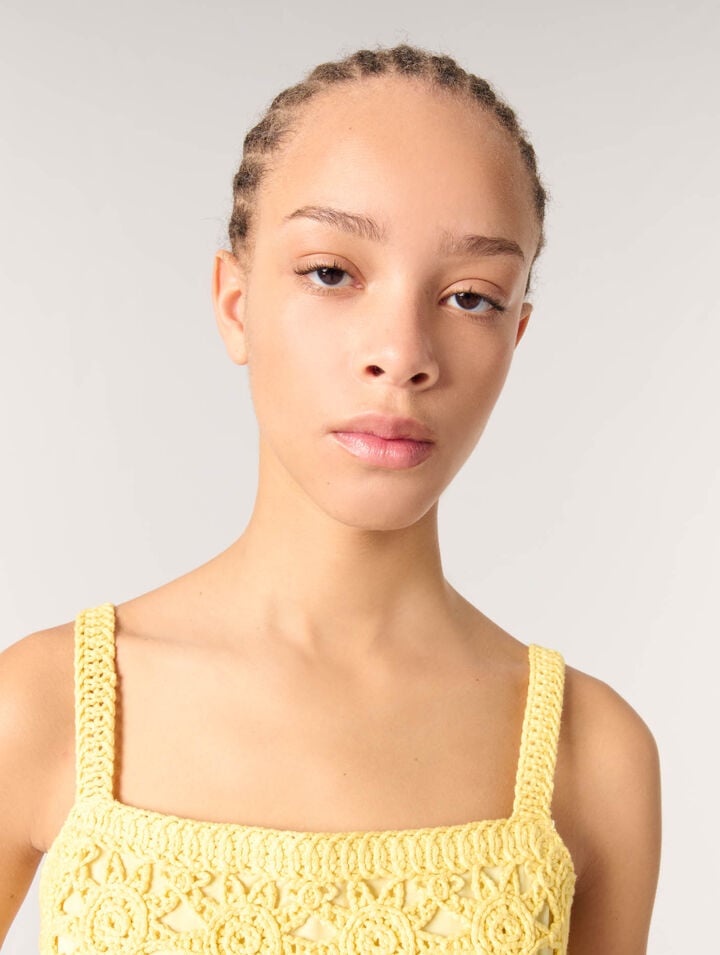 Crochet-knit top