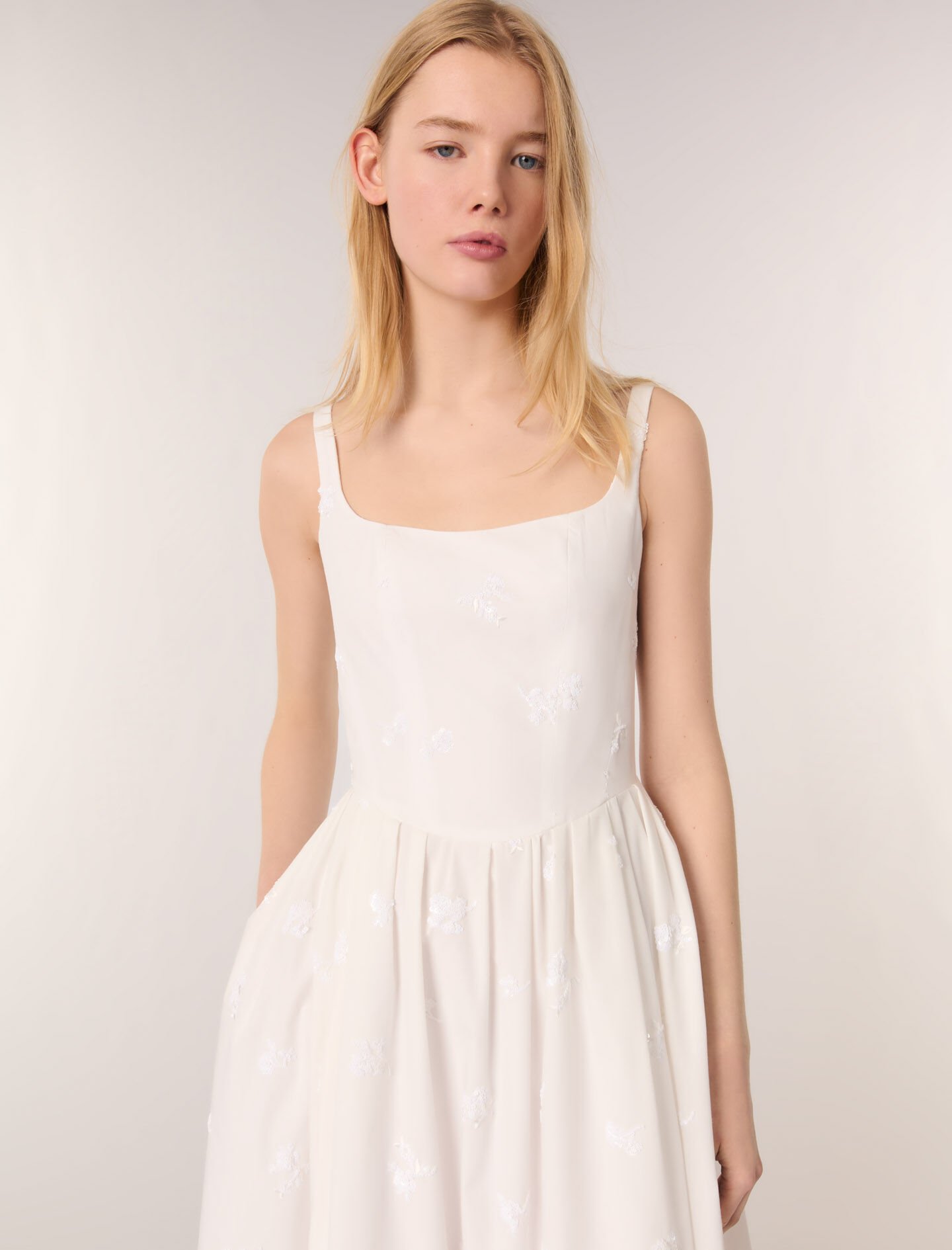 ワンピース Embroidered cotton midi dress Embroidered cotton midi dress White For Women | Maje