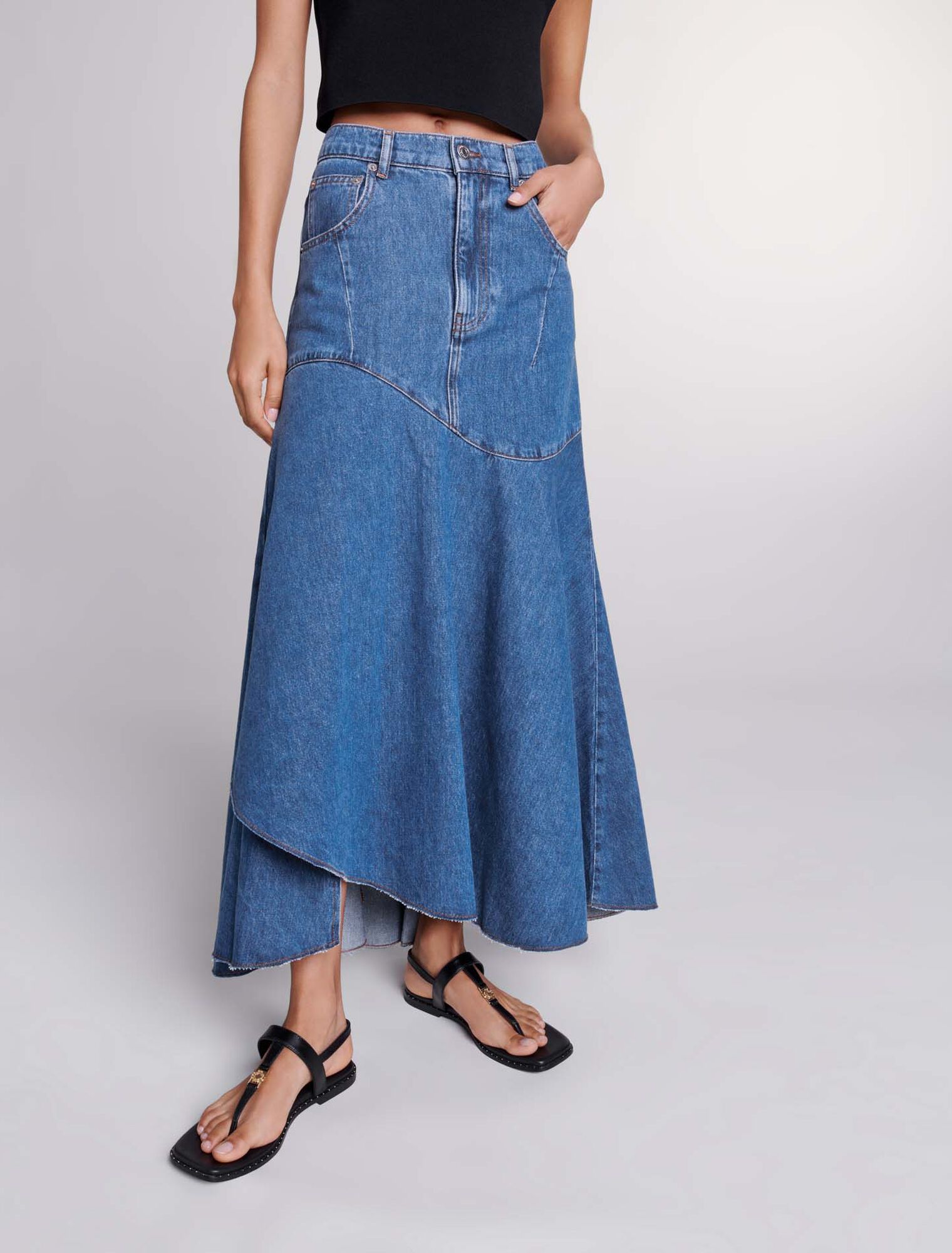 Asymmetrical denim skirt