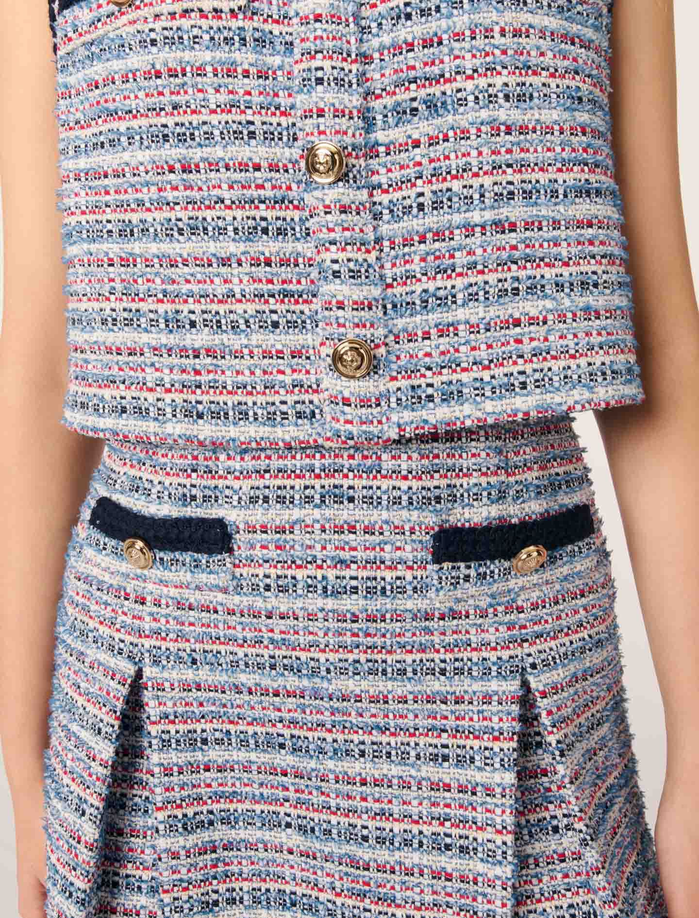 Tweed 2-in-1 mini dress Bicolor For Women | Maje