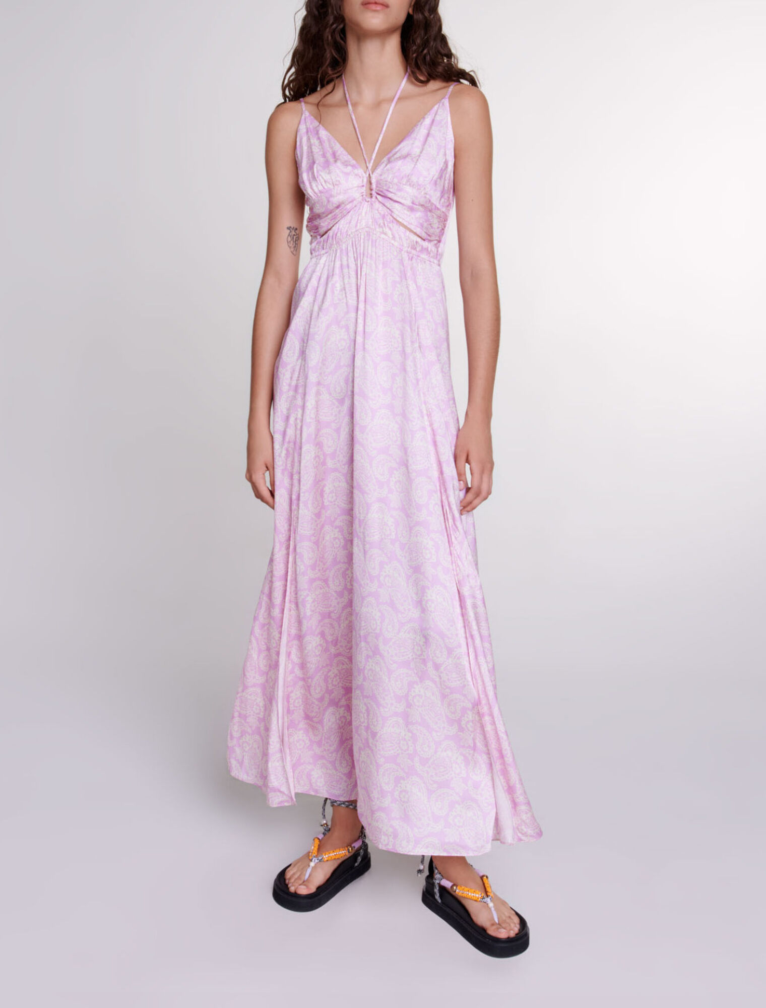Openwork patterned maxi dress