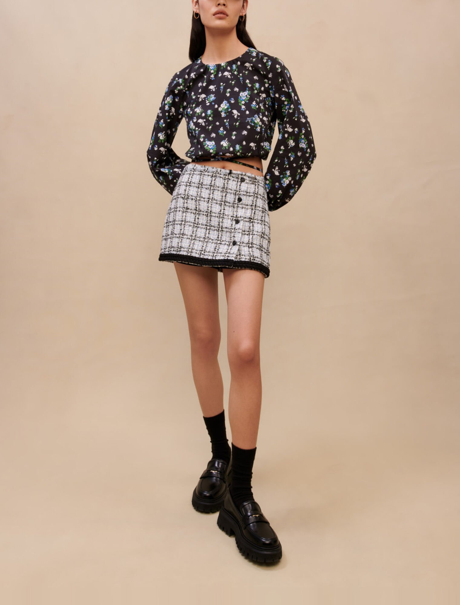 Floral top with tie