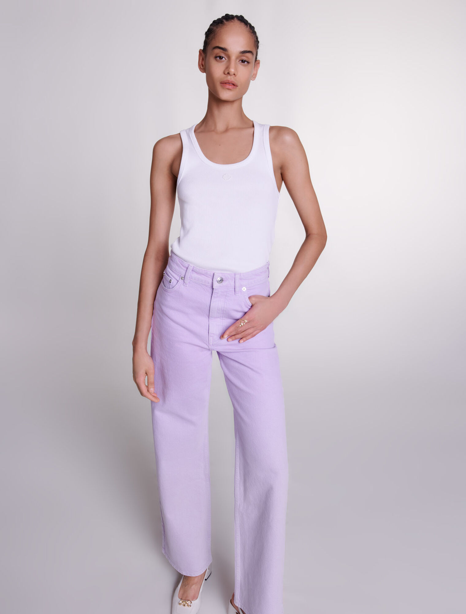 Faded wide-leg jeans