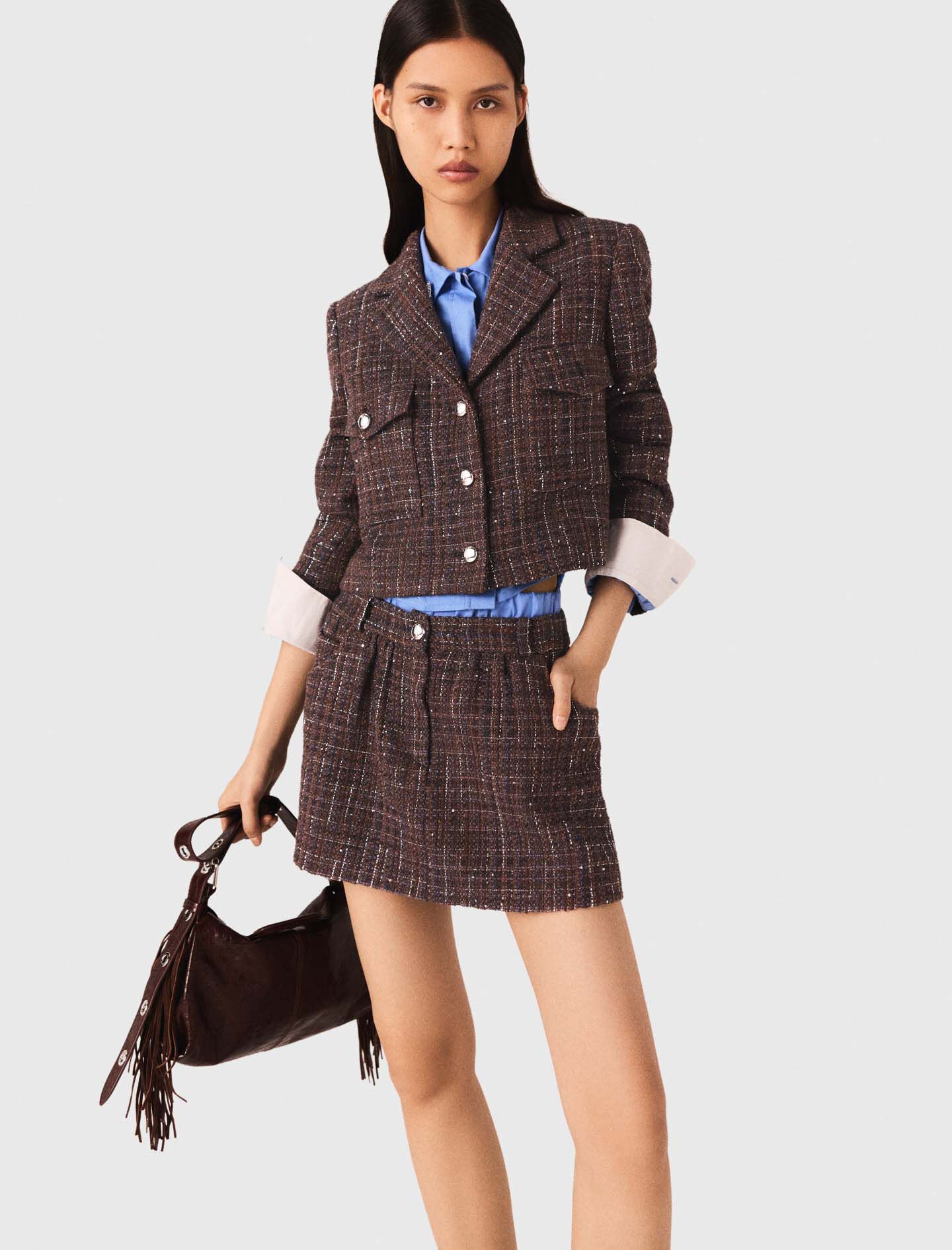 Short tweed jacket Brown For Women | Maje