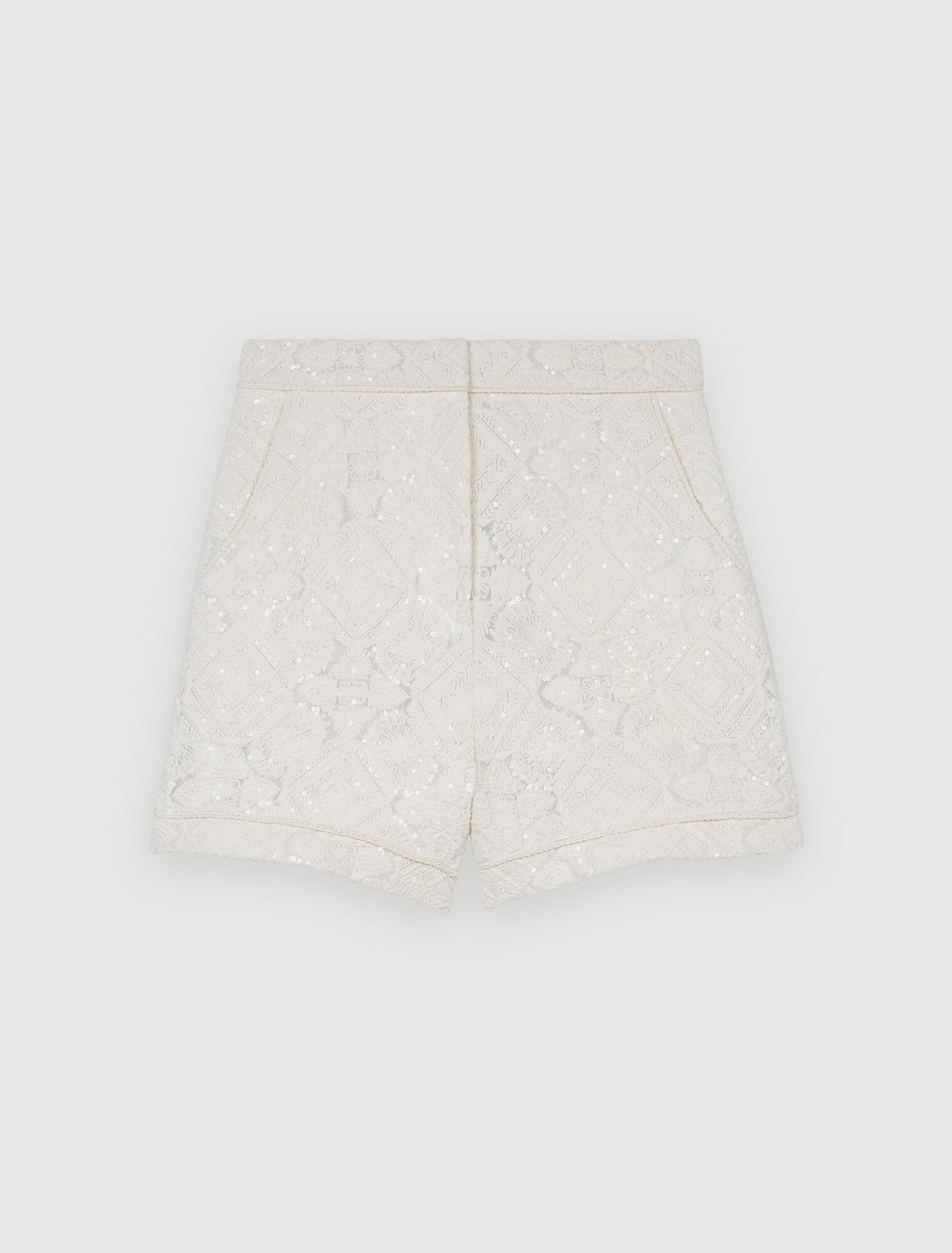 Embroidered tulle and sequins shorts