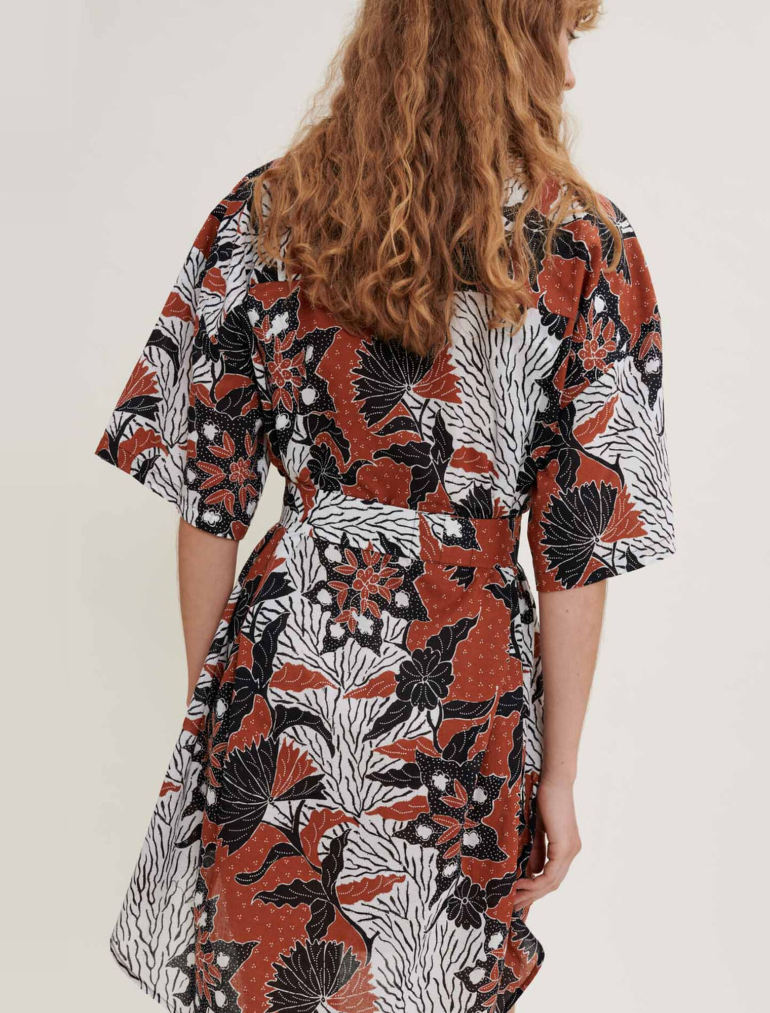 Printed cotton voile shirt dress