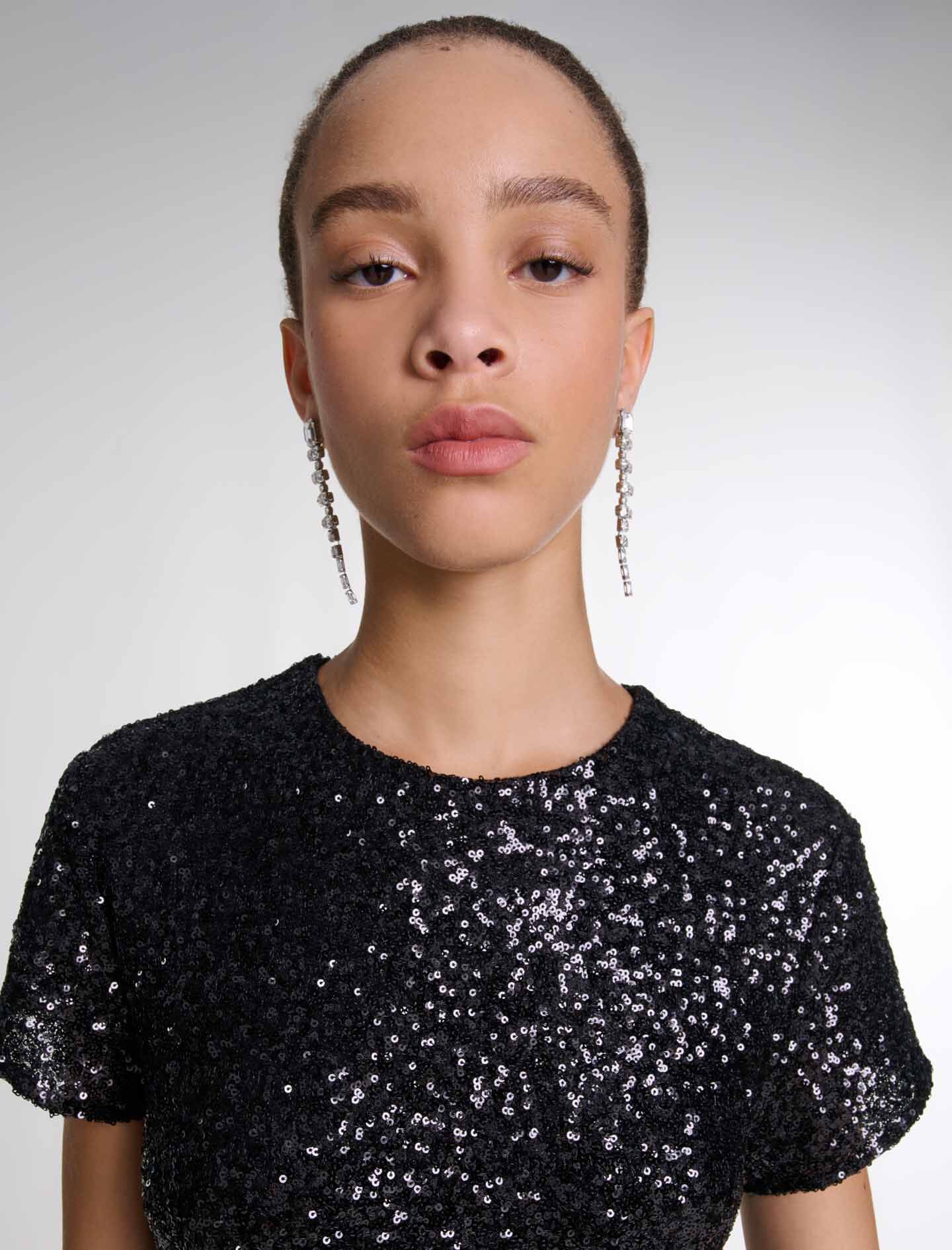 Short sequin dress Black / Gray For Women | Maje